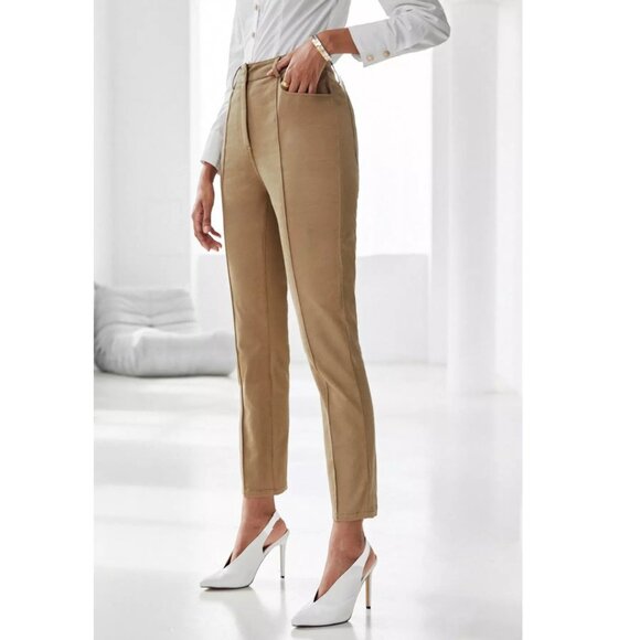 Aritzia Wilfred Rebel Slim Vegan Leather Pants Tawny Size 0 - Picture 1 of 8